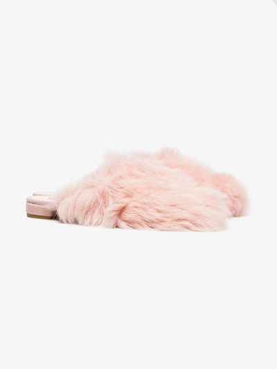 Shop Natasha Zinko Pink Shearling Flat Mules In Pink/purple