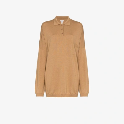 Shop Loewe Oversized Polo Shirt Sweater In Nude/neutrals