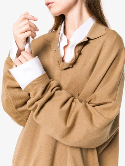 Shop Loewe Oversized Polo Shirt Sweater In Nude/neutrals