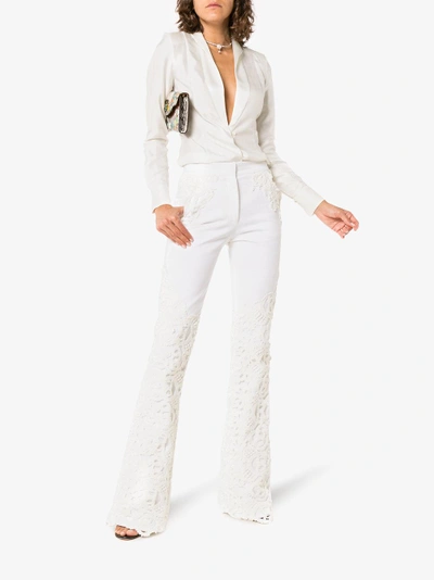 Shop Ronald Van Der Kemp Tuxedo Effect Silk Blouse In White