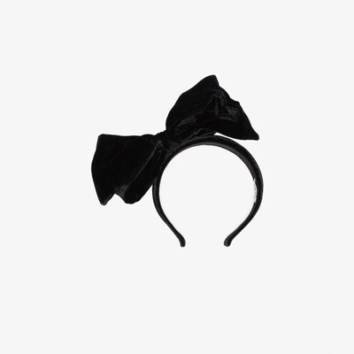 Shop Miu Miu Black Velvet Oversized Bow Headband