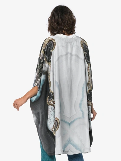 Shop Kimberly Mcdonald Jewelled Serpent Print Silk Kimono Robe In Grey