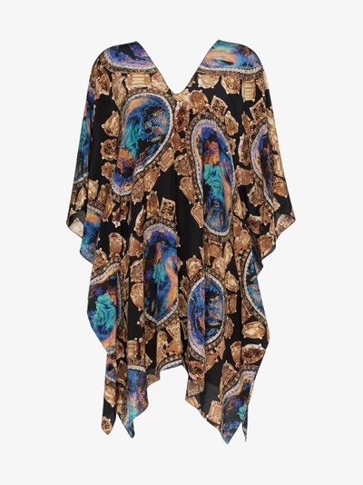 Shop Kimberly Mcdonald V-neck Print Crystal Silk Kaftan Dress In Multicolour