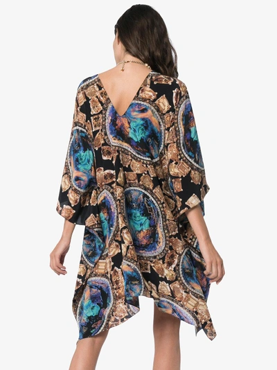 Shop Kimberly Mcdonald V-neck Print Crystal Silk Kaftan Dress In Multicolour