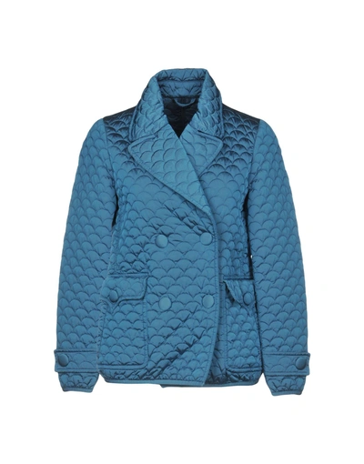 Shop Add Double Breasted Pea Coat In Pastel Blue