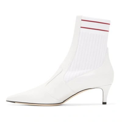 Shop Fendi White Kitten Heel Sock Boots In F13cs White