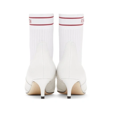 Shop Fendi White Kitten Heel Sock Boots In F13cs White