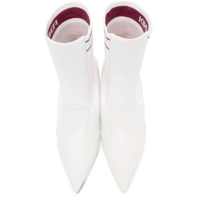 Shop Fendi White Kitten Heel Sock Boots In F13cs White