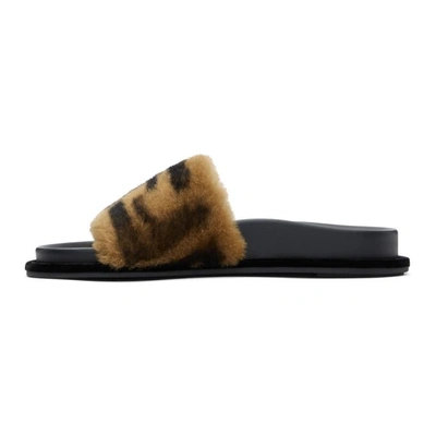 Shop Fendi Black And Beige Shearling Forever  Slides In F13n9 Black