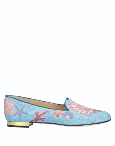Shop Charlotte Olympia Loafers In Sky Blue