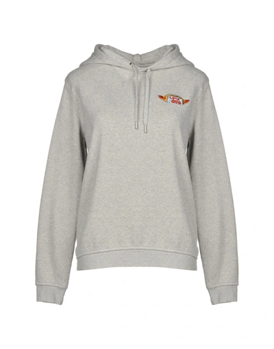 Shop Ganni Hooded Sweatshirt In Light Grey