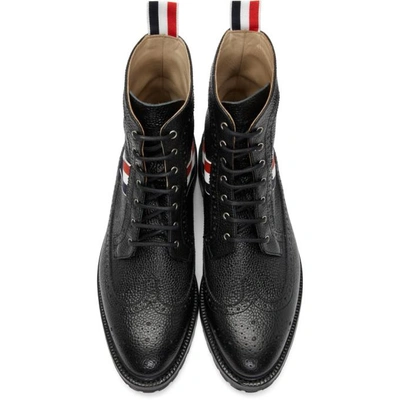 Shop Thom Browne Black Longwing Brogues Boots In 001 Black