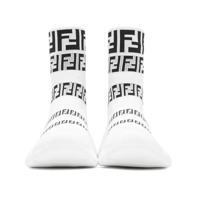 Shop Fendi White Forever  Knit High-top Sneakers In F0z5v.wht.b