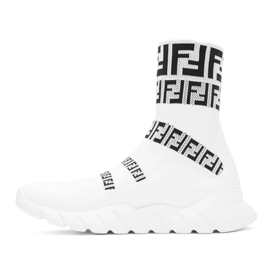 Shop Fendi White Forever  Knit High-top Sneakers In F0z5v.wht.b