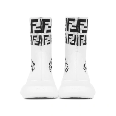 Shop Fendi White Forever  Knit High-top Sneakers In F0z5v.wht.b