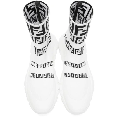 Shop Fendi White Forever  Knit High-top Sneakers In F0z5v.wht.b