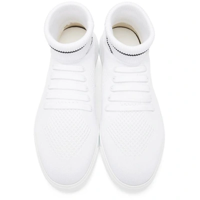 Shop Fendi White Knit High-top Sneakers In F0juw.wht