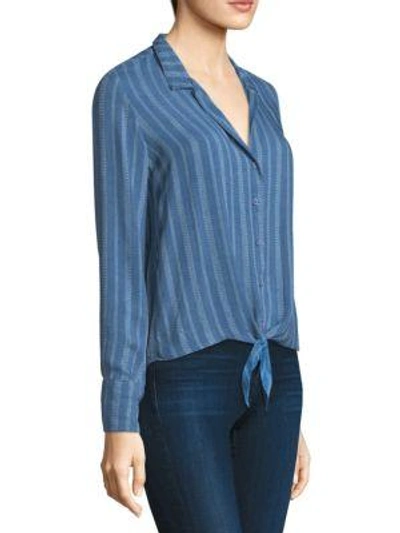 Bella Dahl Striped Tie front Button down Shirt In Alamosa Indigo