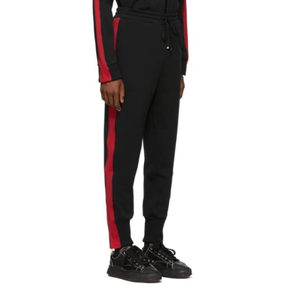 Shop Miharayasuhiro Black & Red Side Stripe Track Pants