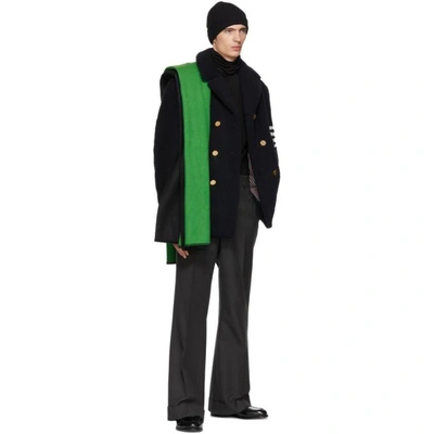 Shop Thom Browne Navy Shearling Unconstructed Classic Peacoat