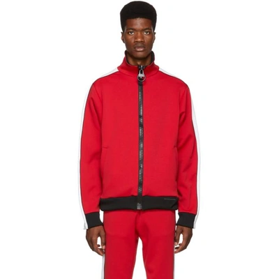 Shop Miharayasuhiro Red Enlarged Zip Track Jacket