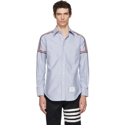 Shop Thom Browne Blue Elastic Stripe Classic Point Collar Shirt In 480blue