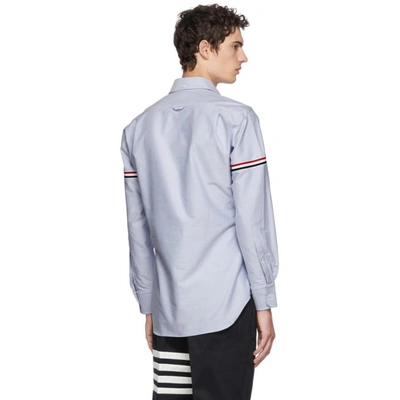 Shop Thom Browne Blue Elastic Stripe Classic Point Collar Shirt In 480blue