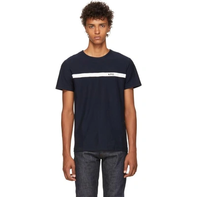 Shop Apc A.p.c. Navy Yukata T-shirt In Iakdknavy