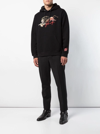 Shop Givenchy Lion-print Embroidered Hoodie - Black