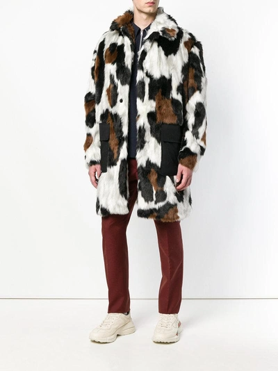 Shop Kenzo Leopard Print Faux-fur Coat - White