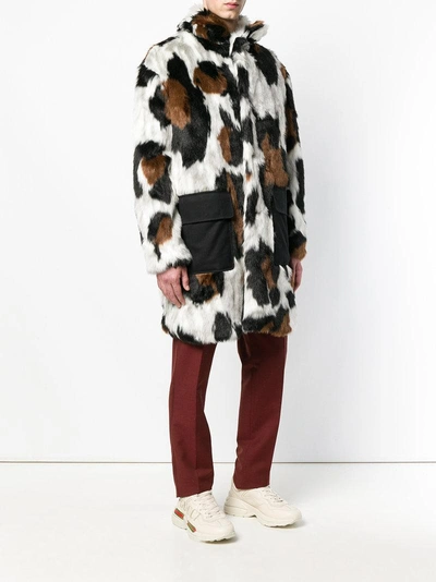 Shop Kenzo Leopard Print Faux-fur Coat - White