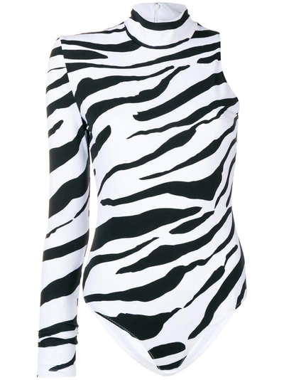 Shop Versace Zebra Print Bodysuit - White