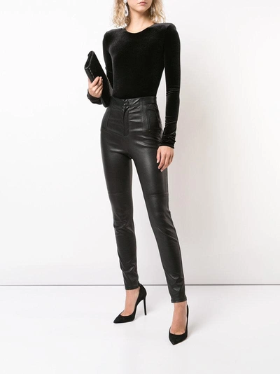 Shop Alexandre Vauthier Velvet Bodysuit In Black
