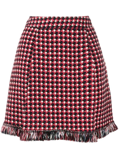 Shop Boutique Moschino Knitted Fringed Skirt - Red