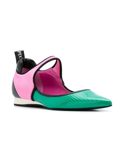 Shop Emilio Pucci Colourblock Ballerinas Sneakers - Green