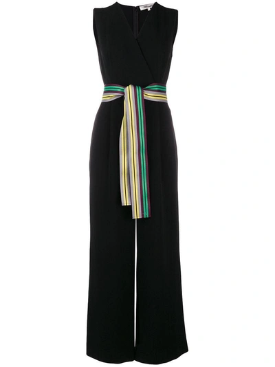 Shop Diane Von Furstenberg Sleeveless Belted Jumpsuit In Black