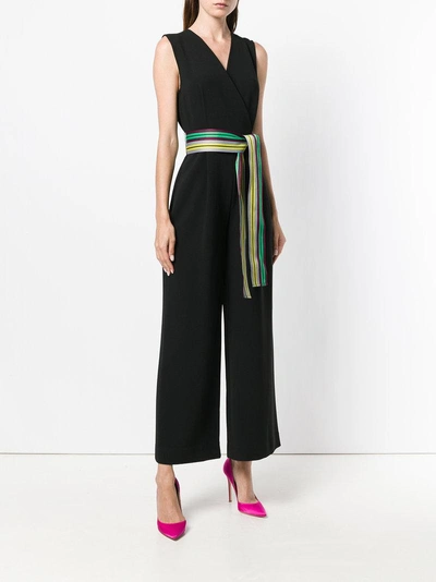 Shop Diane Von Furstenberg Sleeveless Belted Jumpsuit In Black