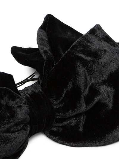 Shop Miu Miu Black Oversized Velvet Hair Bow