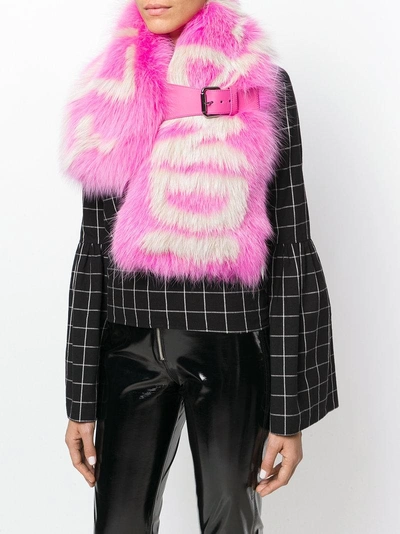Shop Fendi Contrasting Collar With Logo - Pink
