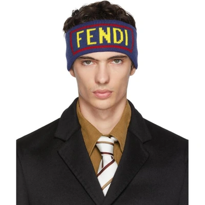 Shop Fendi Blue Logo Headband In F0qa2.blu