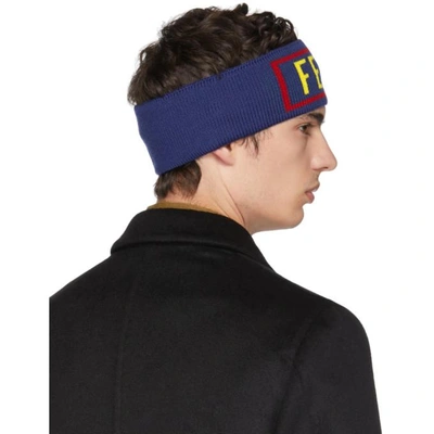 Shop Fendi Blue Logo Headband In F0qa2.blu