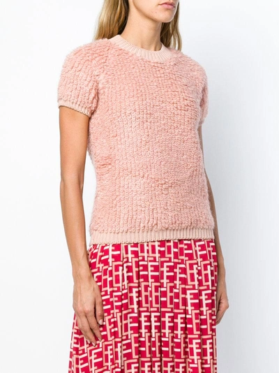 Shop Elisabetta Franchi Short Sleeve Sweater - Pink In Pink & Purple