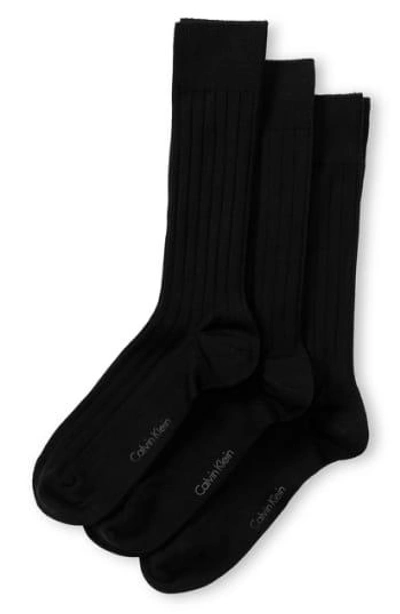 Shop Calvin Klein 3-pack Wide Rib Socks In Black