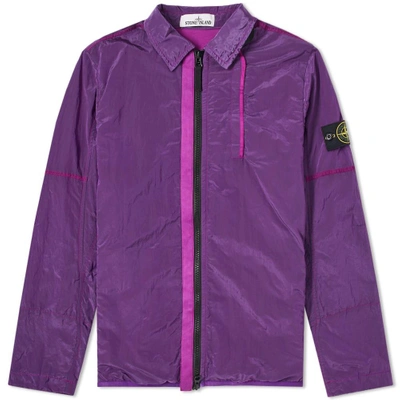 Stone Island Nylon Metal Zip Shirt In Purple | ModeSens