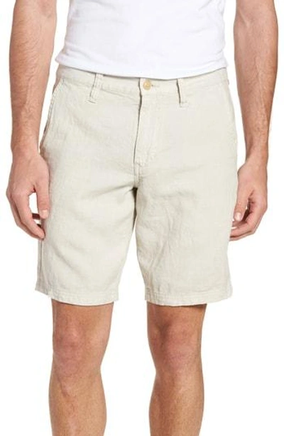 Shop John Varvatos Linen Blend Shorts In Fossil Grey