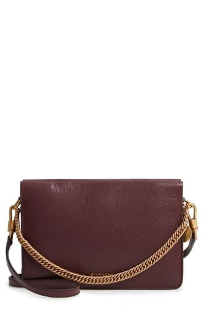 Shop Givenchy Cross 3 Leather Crossbody Bag - Burgundy In Aubergine/ Graphite