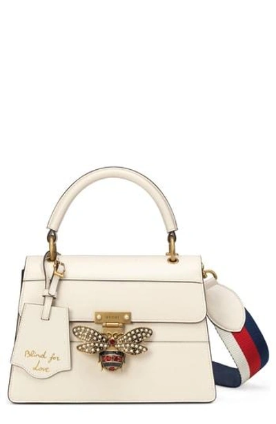 Shop Gucci Queen Margaret Top Handle Leather Satchel In Mystic White/ Ruby