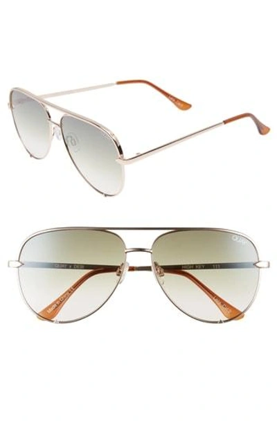 Shop Quay X Desi Perkins High Key 62mm Aviator Sunglasses - Rose/ Green
