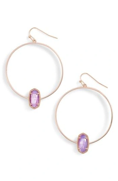 Shop Kendra Scott Elora Frontal Hoop Earrings In Lilac Mop/ Rose Gold