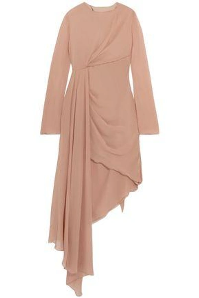 Shop Off-white ™ Woman Asymmetric Silk-chiffon Dress Neutral